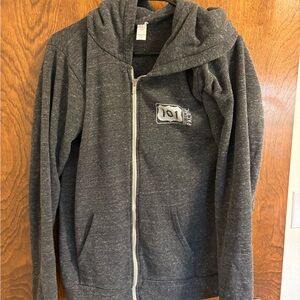 Gray Zip-Up Hoodie with Logo